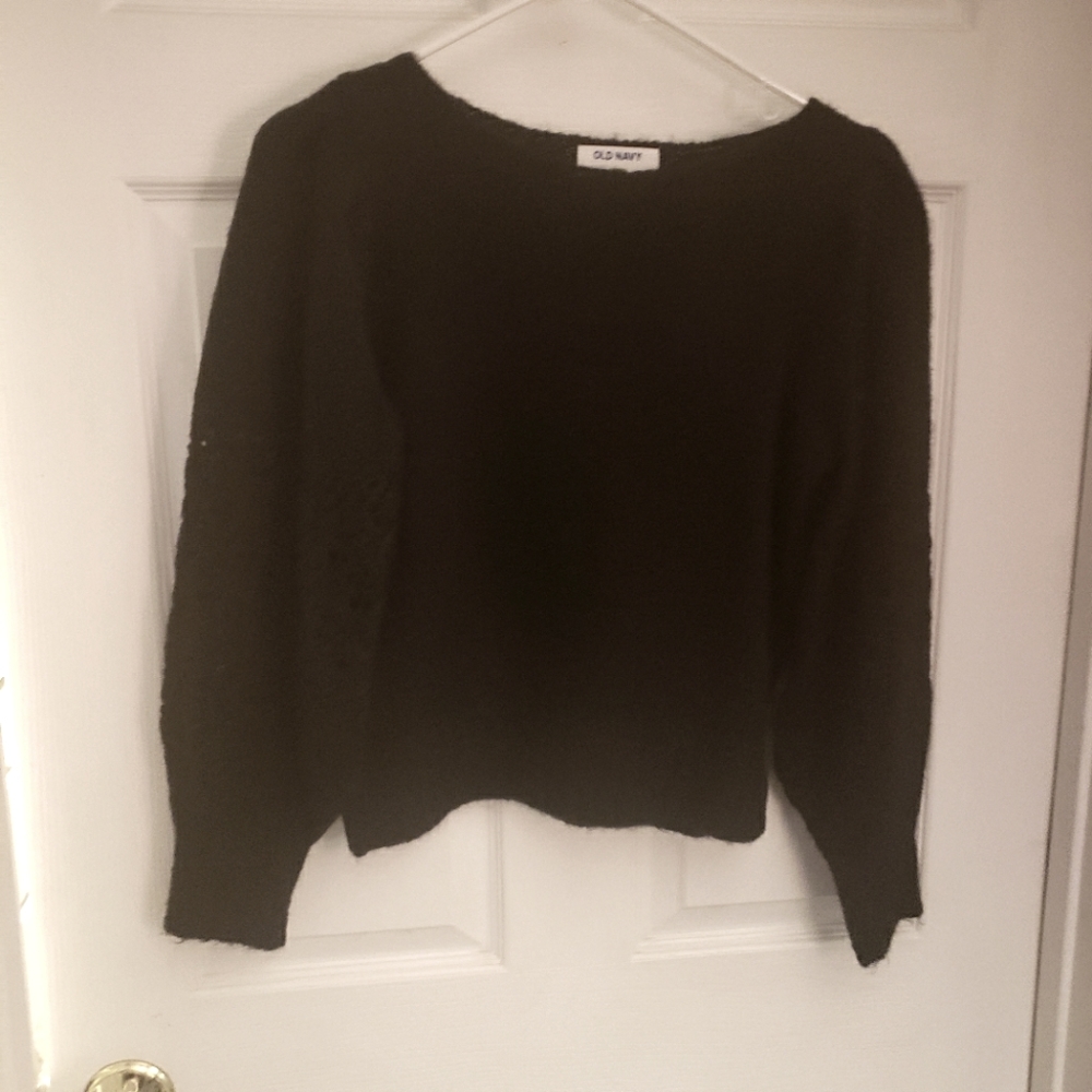 Black sweater with puffy shoulders